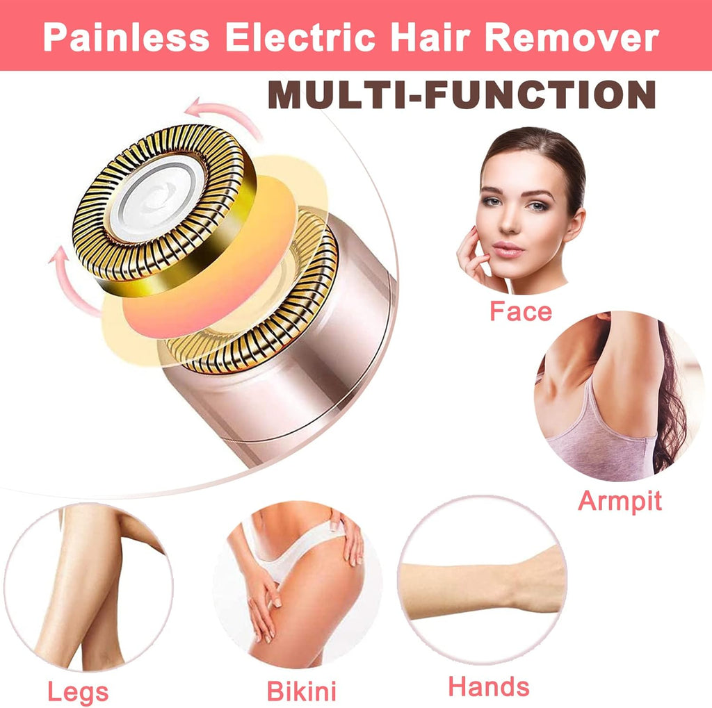 Facial Hair Remover, Removal Shaver for Women,  USB Rechargeable IPX6 Waterproof Eyebrow Face Razor Trimmer for Lips, Body, Arms, Mustaches, Fuzz and Chin (Blue)